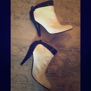 NIB Chanel leather black & white booties